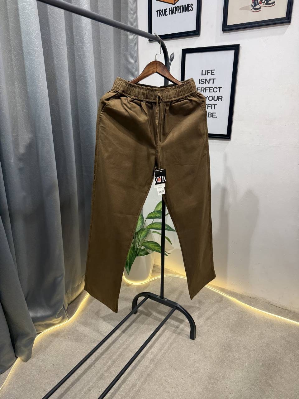 Zarra Summer imported linen trouser brown