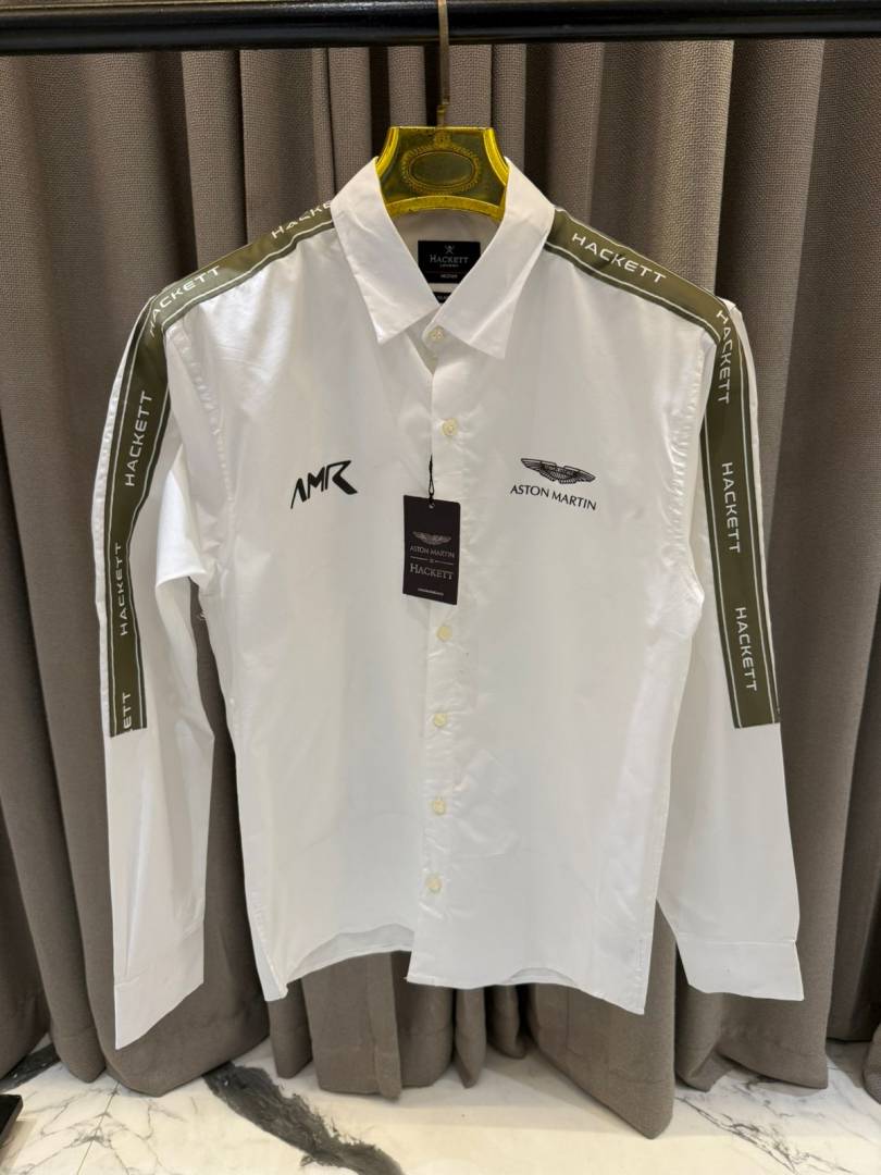 Hackett Aston Martin Chest Logo Full Sleeves Shirt White
