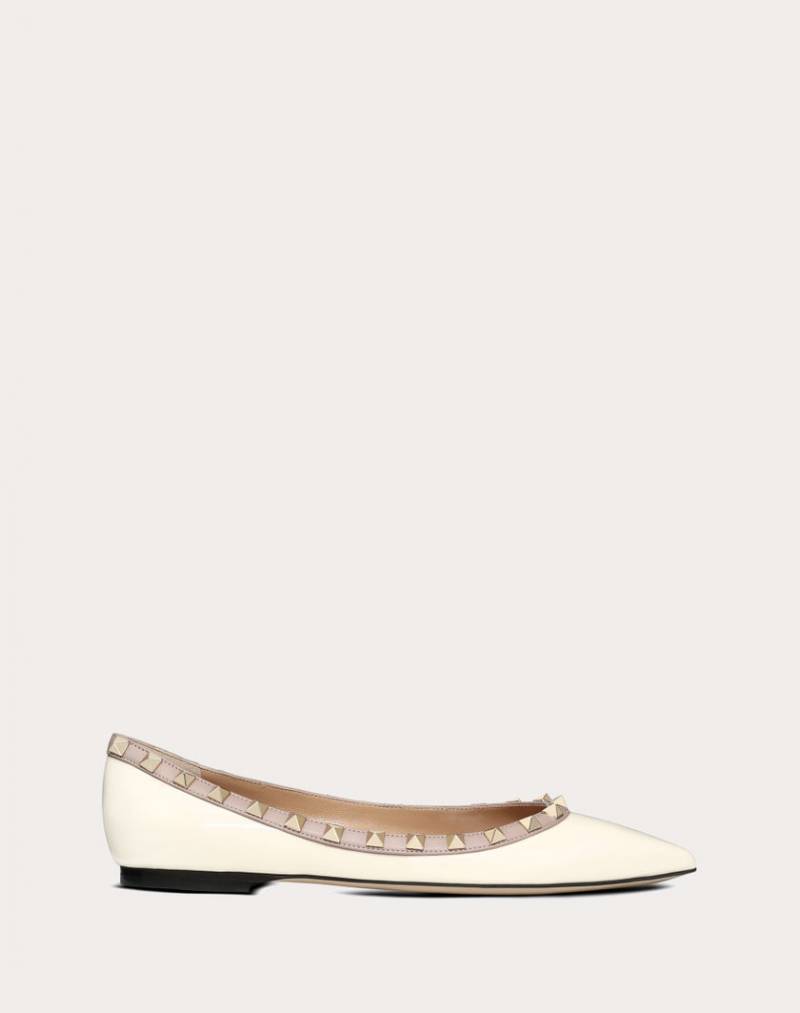Valentyno_Rockstud_Patent_White_Ballerina_Flats_For_Women_With_Original_Box_And_Carry_Bag