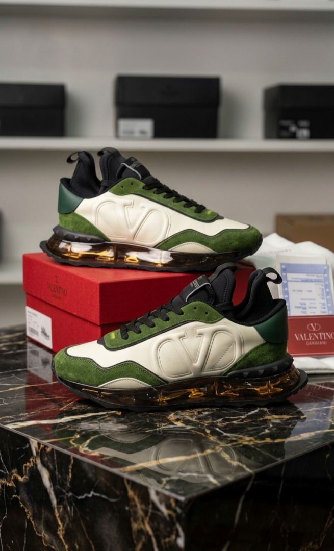 VALENTYNO GARAVANI GREEN SUEDE METALLIC GOLD