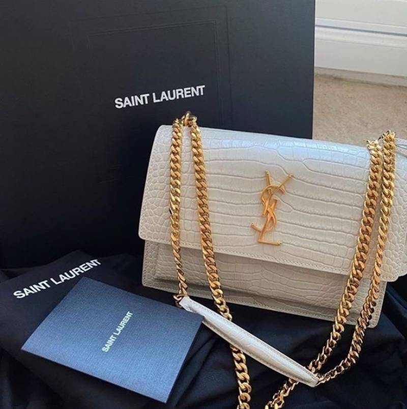 Ysl sunset Crocodile Skin 2504 Shoulder Bag With Original Box & DustCover