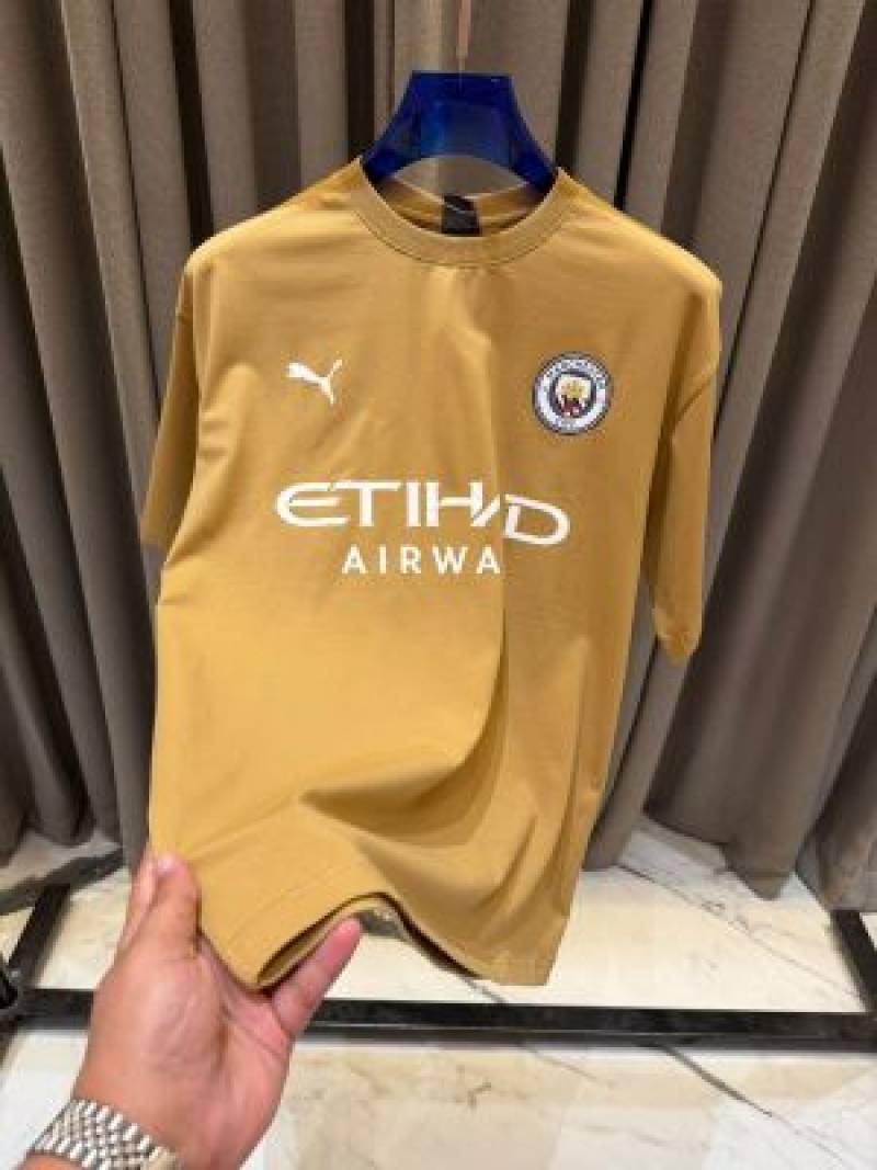 Pum_Mancity Logo Round Neck T shirt Beige