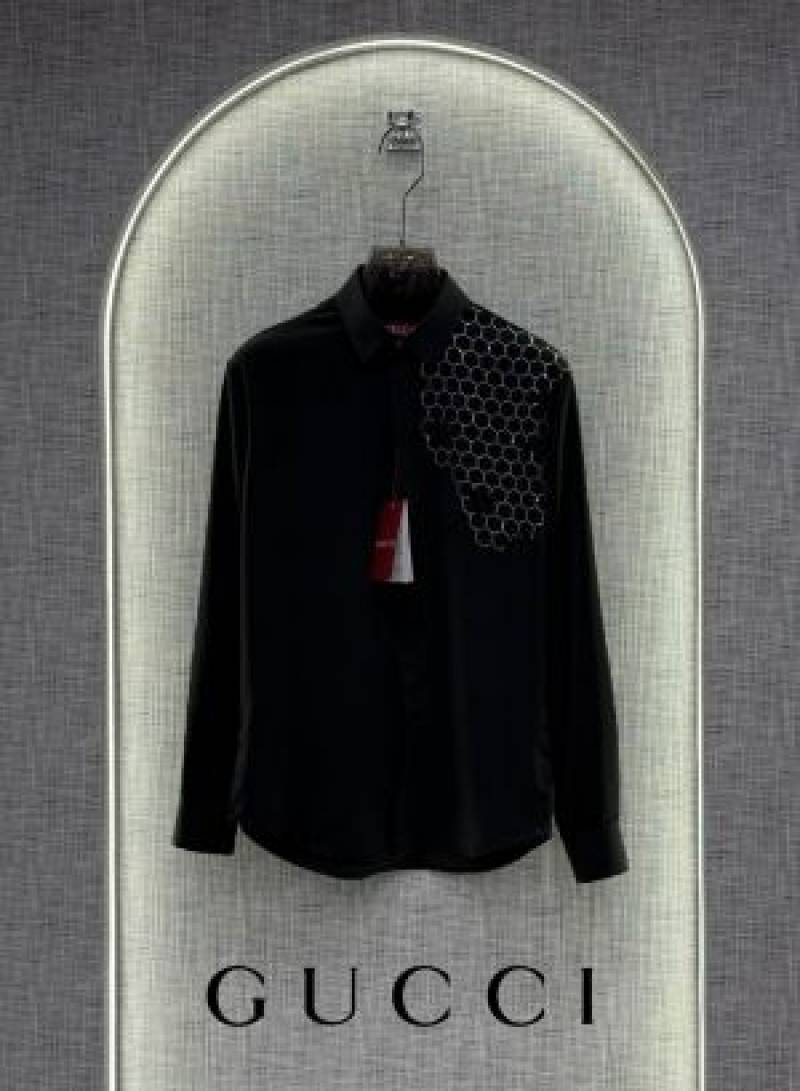 Gucci Bee Diamond Embossed Korean Lycra Shirt Black