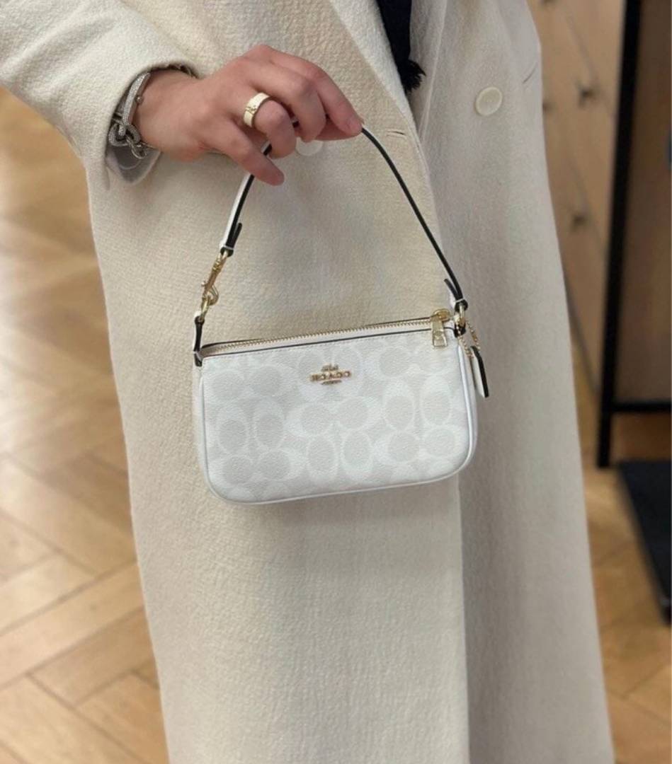 Coach Nolita 19 White Mono With OriginalBox DustCover ChainBelt PearlCharm