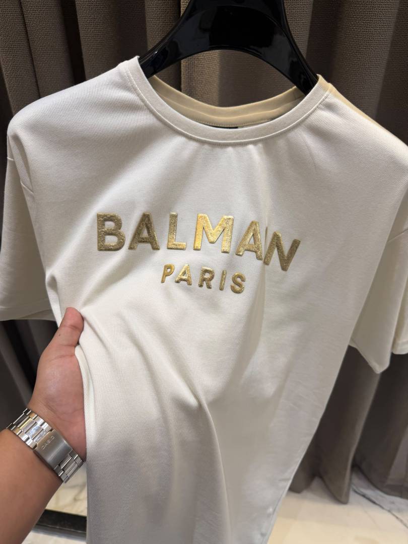 Balmai Middle Brand Print Round Neck T-shirt White