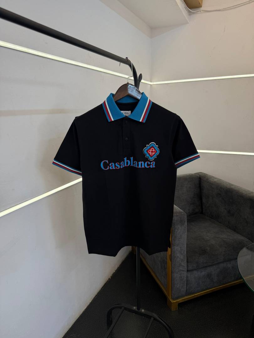 Casablanca imported box pack polo Tshirt Black