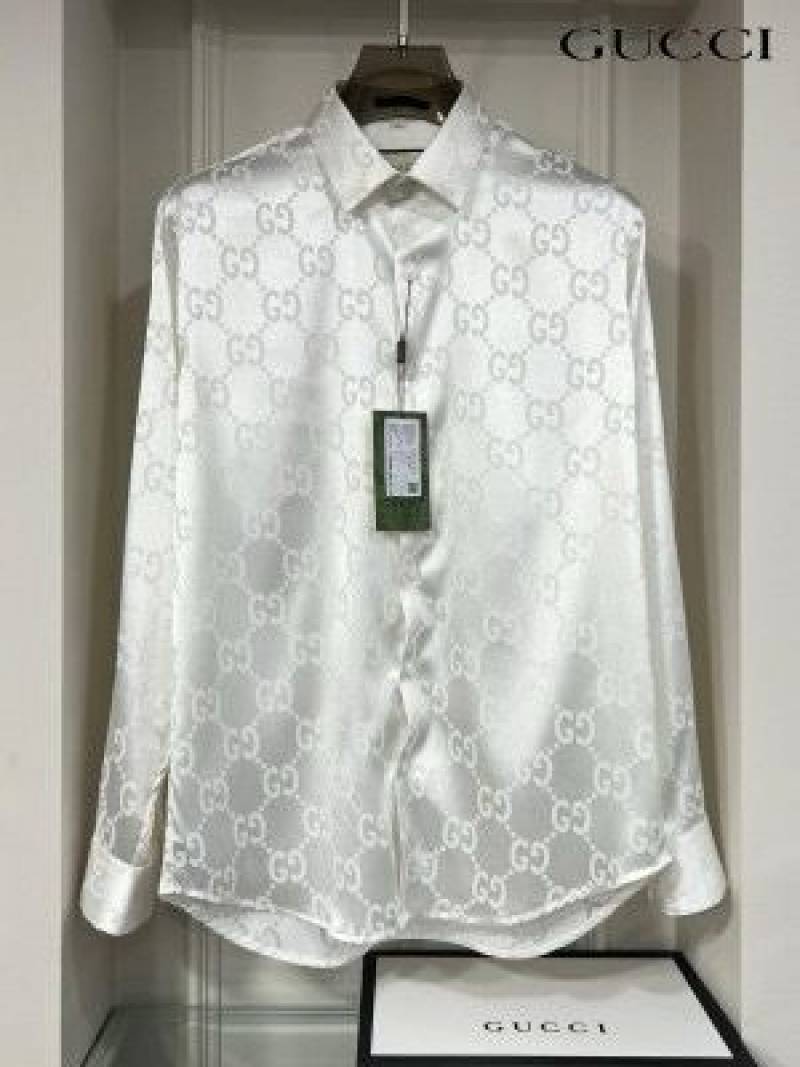 Gucci GG Full Monogram Print Full Sleeves Shirt White