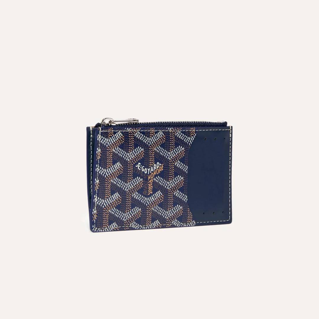 Goyarrd GO-1 Blue Bourbon Zip Card Case Wallet With Original Box & DustCover