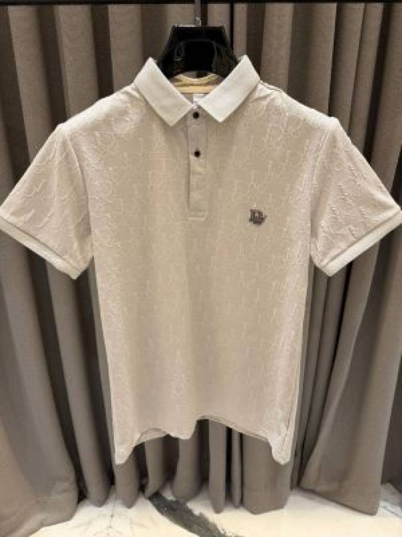 Christian Diyor Chest Logo Full Monogram Polo T-shirt Coffee