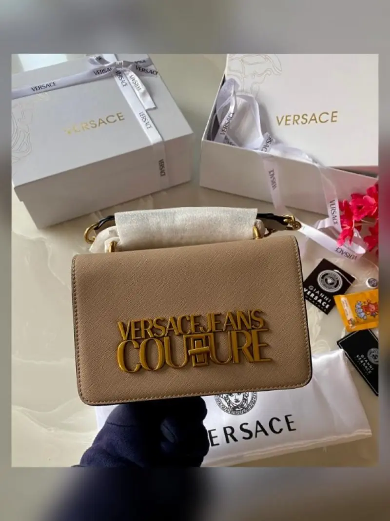 Versace Jeans Couture Saffiano Lock Crossbody Bag With OG Gift Box & Dust BaGahpricot - 527) - Image 4