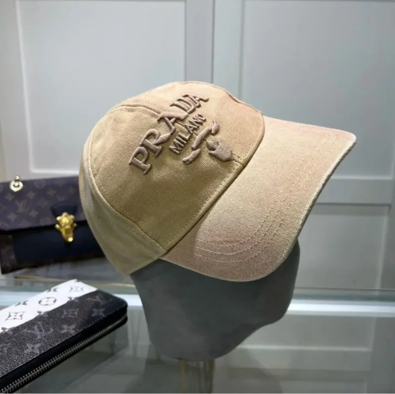 Prada Milano Beige Baseball Canvas Premium Unisex Cap (With Safety Box) - Image 6
