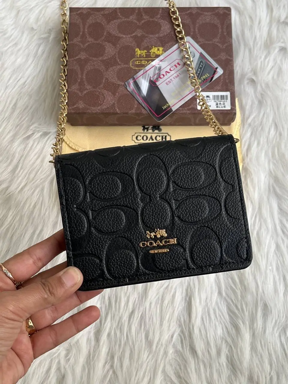 Coach 122 Black ChainOnWallet With OriginalBox DustCover BrandCard - Image 2