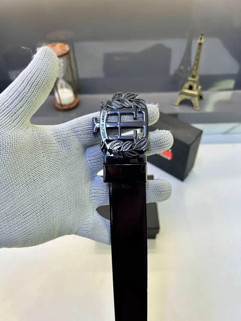 Tommy Hilfigar Glossy Black Premium Quality Belt Fa 845 - Image 4
