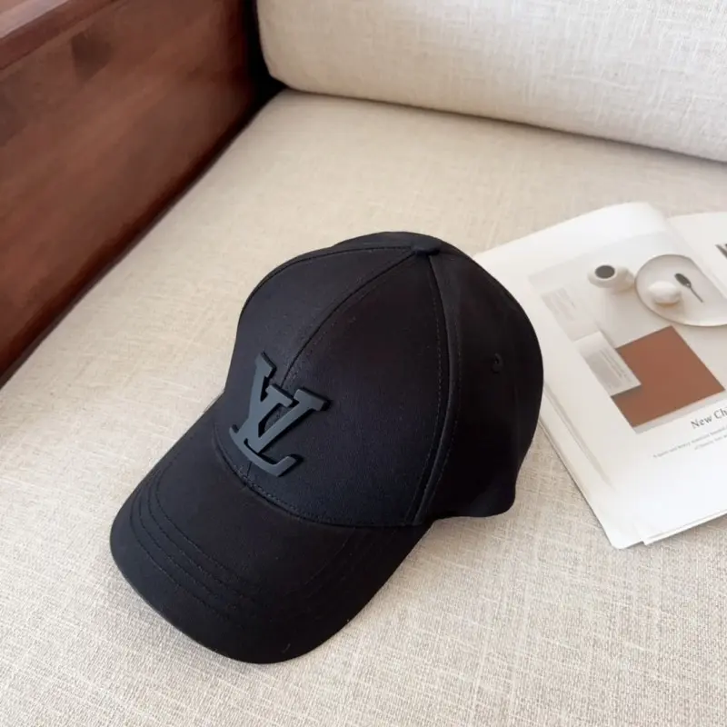 Louis Vuitton Front Logo Embossed Premium Unisex Cap (With Safety Box) (Black) - Image 2