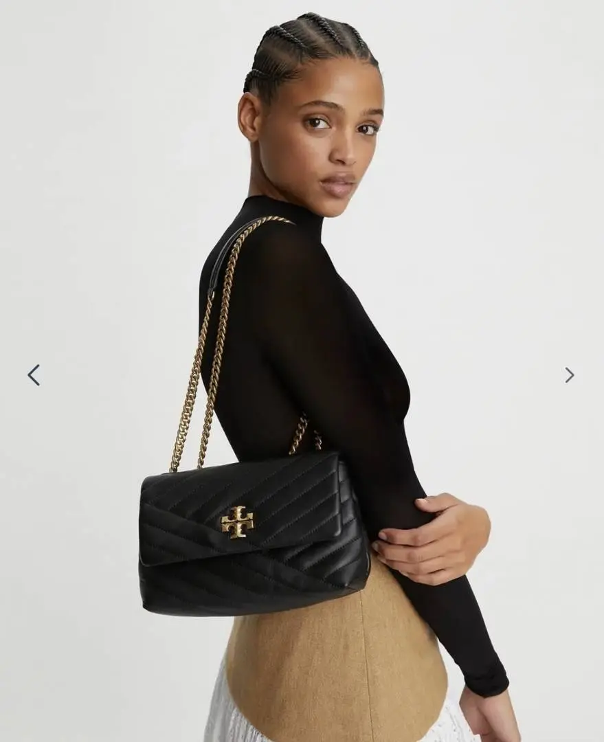 Tory Burcch Black-Gold Kira Small Convertible Quilted Shoulder Bag With Double Box OG Packing - Image 5