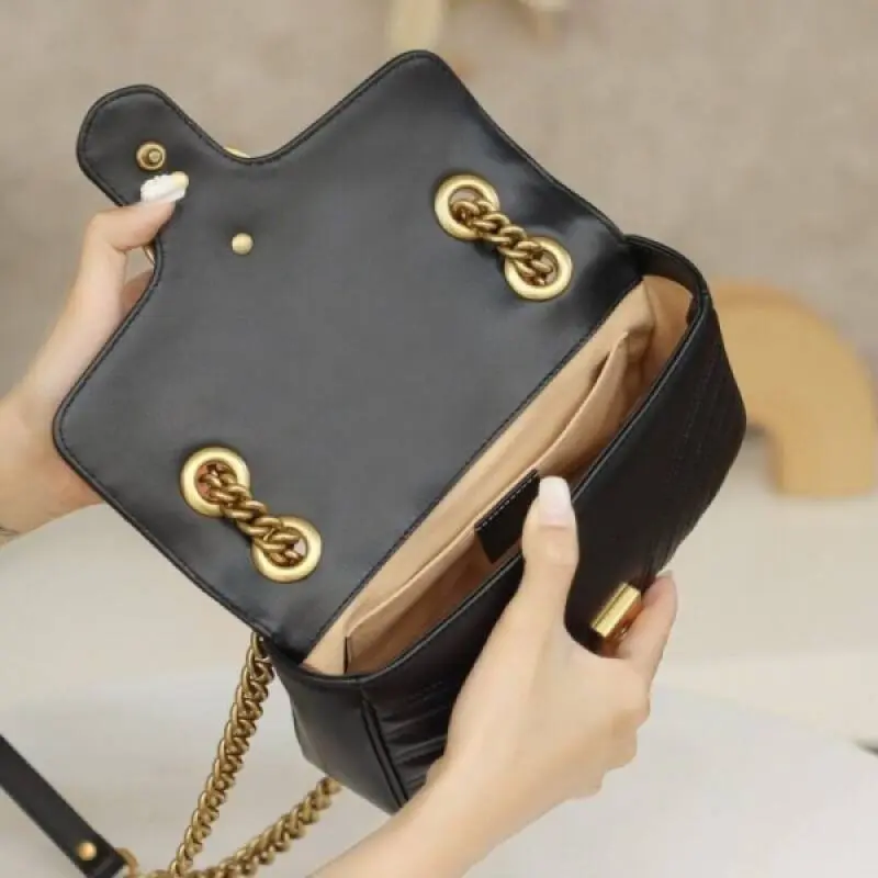 GG Marmont Matelasse Premium Shoulder Bag With OG Box & Premium Dust Bag (Black 250) - Image 4