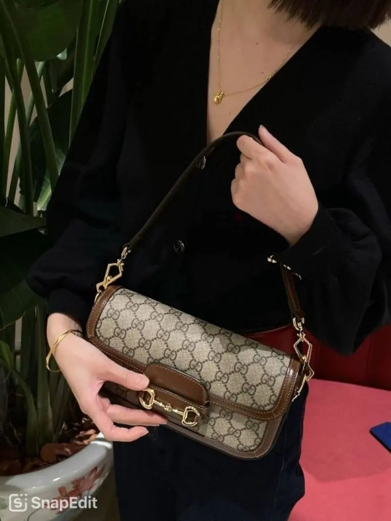 Gucci GG Horsebit 1955 Monogram Crossbody Shoulder Bag With OG Box & Dust Bag (Brown-987) - Image 3