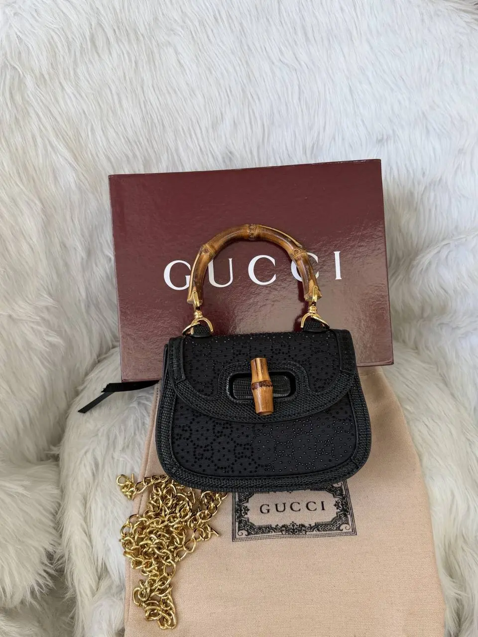 Gucci Bamboo 1947 Mini Top Handle SlingBag With Original Box & DustCover - Image 3