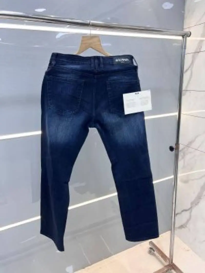 Balmain Paris Blue Shade Premium Imported Stretchable Lycra Fabric Straight Fit Denim with Embroidered Logo 2923 - Image 2