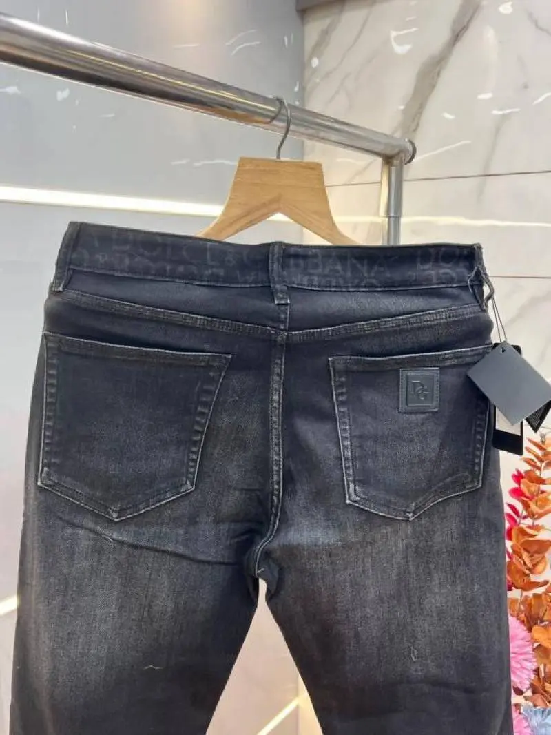 Dol c and Gabbana Black Shade Straight Fit Premium Imported Stretchable Lycra Fabric Denim with Metal Logo 3666 - Image 5