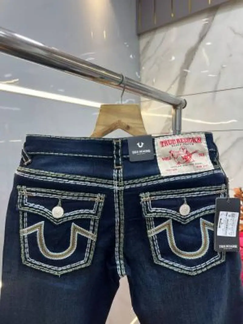 True Religion Green shade Bootcut Premium Imported Stretchable Lycra Fabric Denim with Back Pocket Embroidered Design 3953 - Image 4