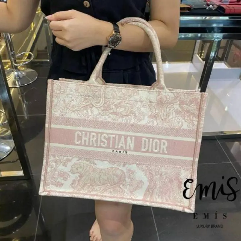Dior Book Tote Pink Toile De Jouy With OG Box & Dust Bag & Scarf (Pink Tiger - 574) - Image 2