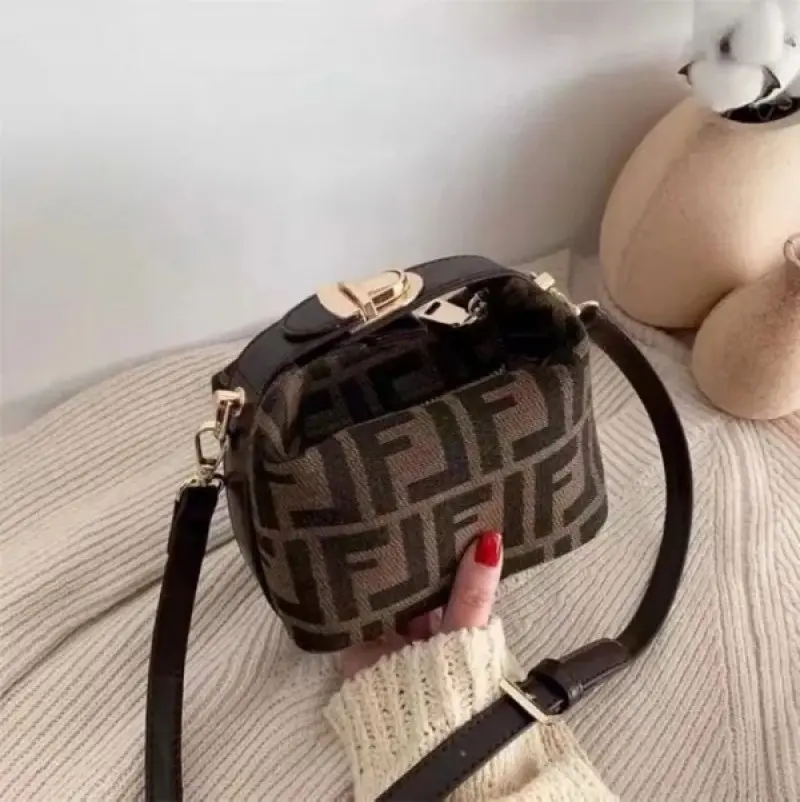 Fendi Baguette Mini Premium Hobo Bag With OG Magnetic Box & Dust Bag & 2 Belts (Brown-884) - Image 5