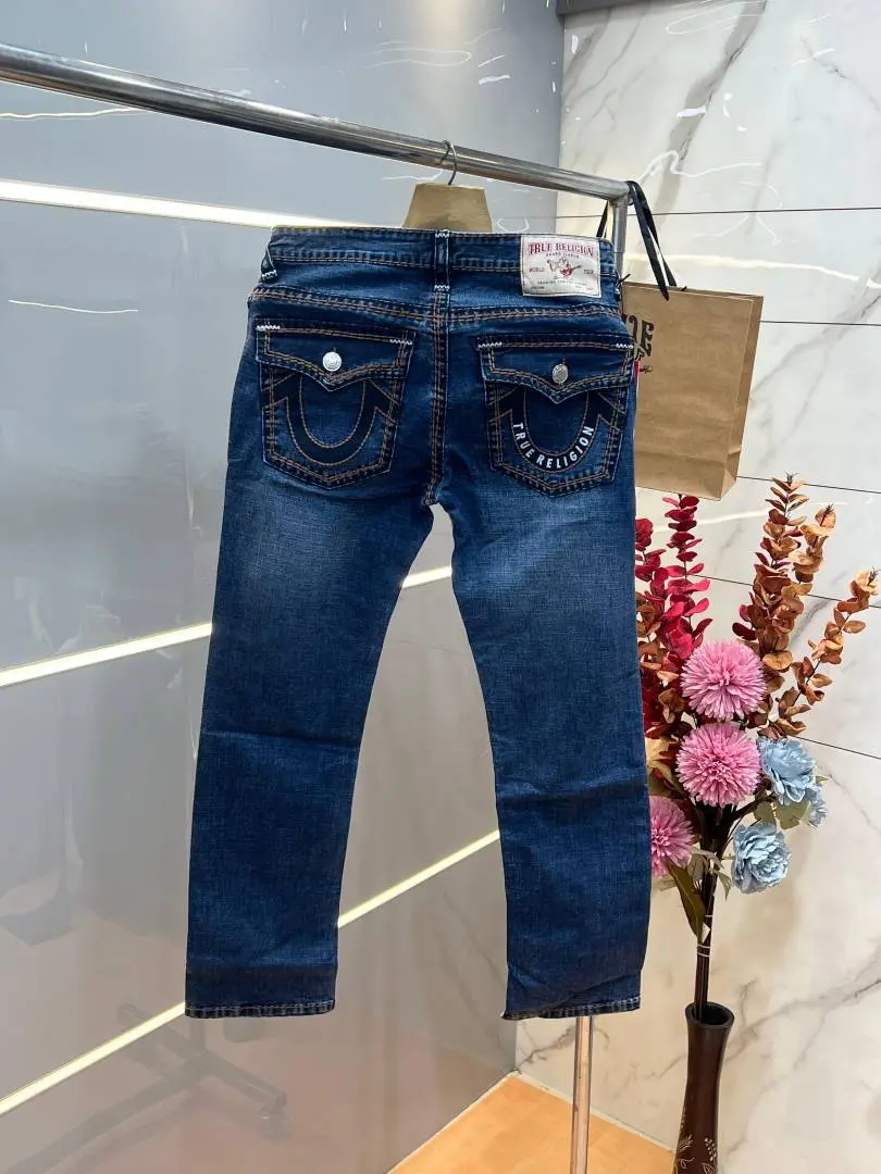 True Religio n Blue Shade Straight fit Premium Imported Stretchable Lycra Fabric Denim with Back Flap pocket Design 3690 - Image 2