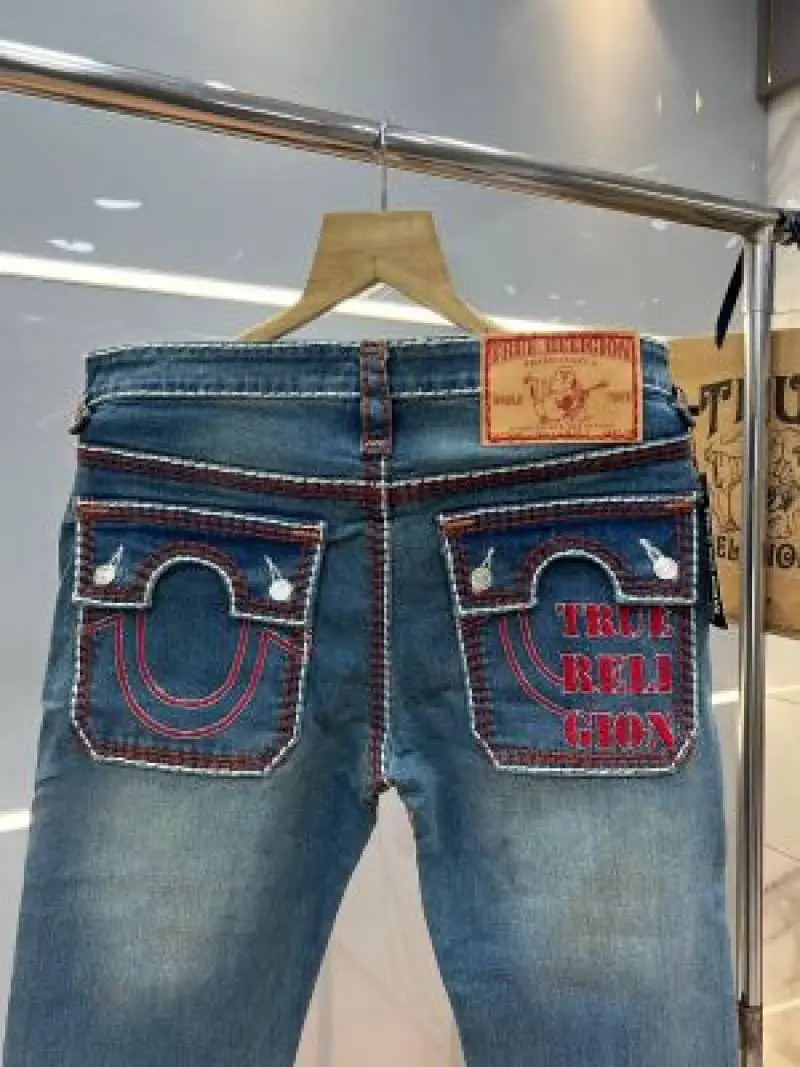 True Religion Light shade Boot Cut Premium Imported Stretchable Lycra Fabric Denim with Back Pocket Embroidered Design 4109 - Image 2