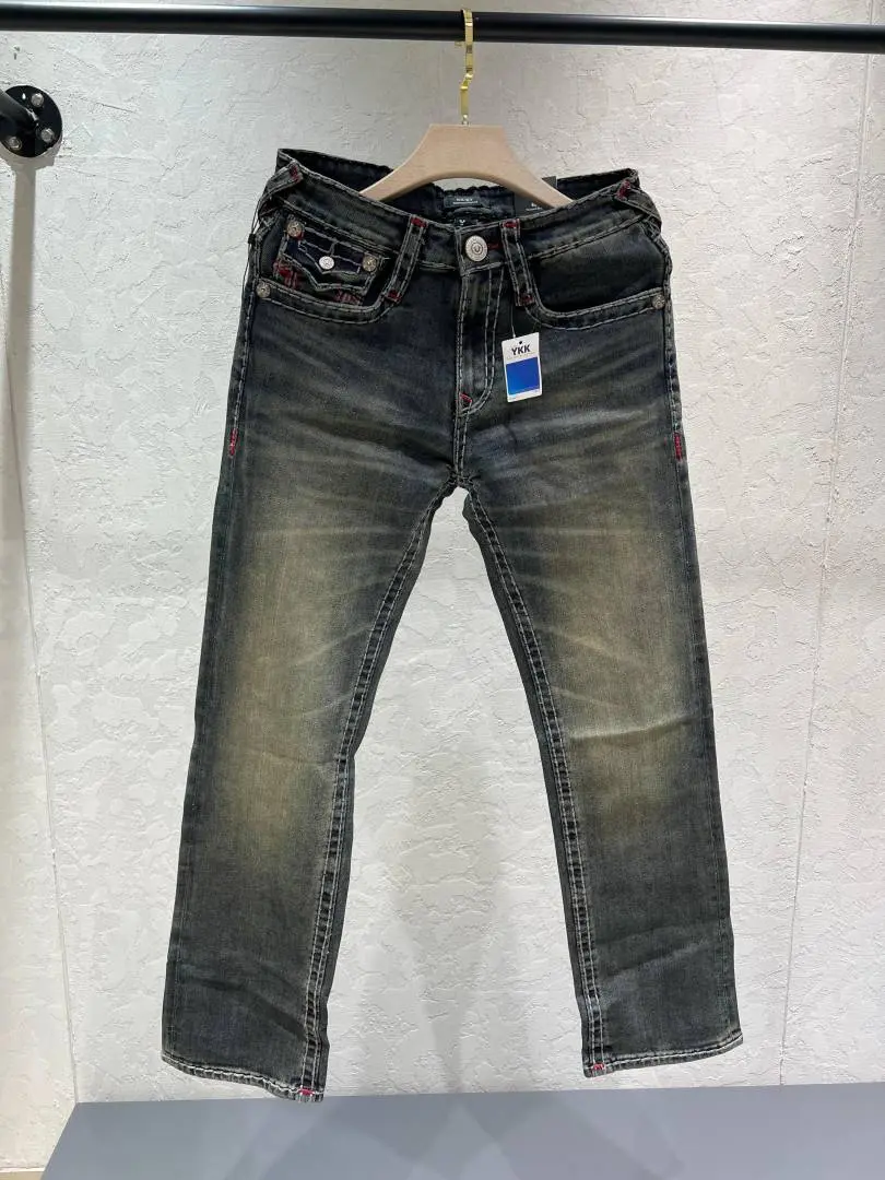 True Religion Green Shade Straight Fit Premium Imported Fabric Denim with Back Flap pockets and Embroidered work 4536 - Image 2