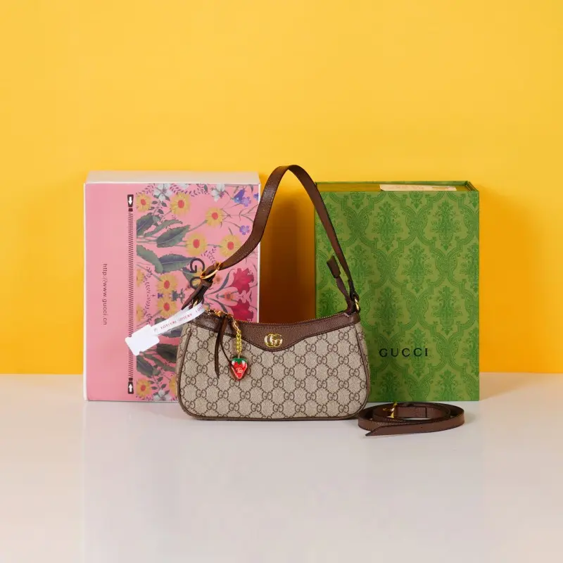 Gucci Ophidia GG Monogram Supreme Premium Shoulder Bag With OG Double Box & Dust Bag & Tags (Brown-938) - Image 9