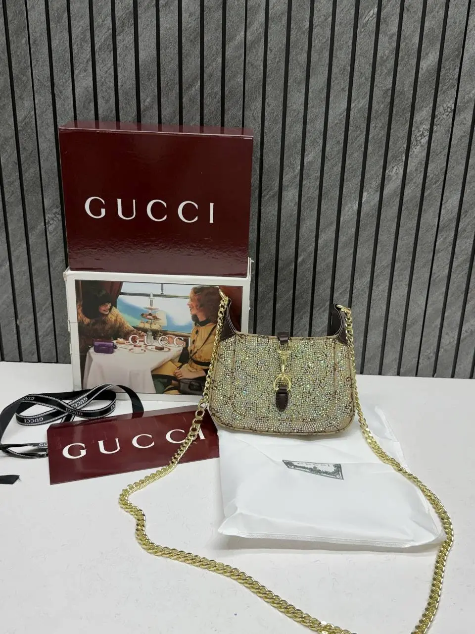 Gucci Jackie 1961 Diamond All Over Sling Bag With OG DoubleBox Packing