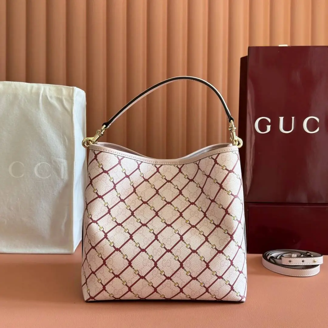 Gucci GG Emblem Premium Bucket Bag With OG Box & Dust Bag (Pink - 1251) - Image 6