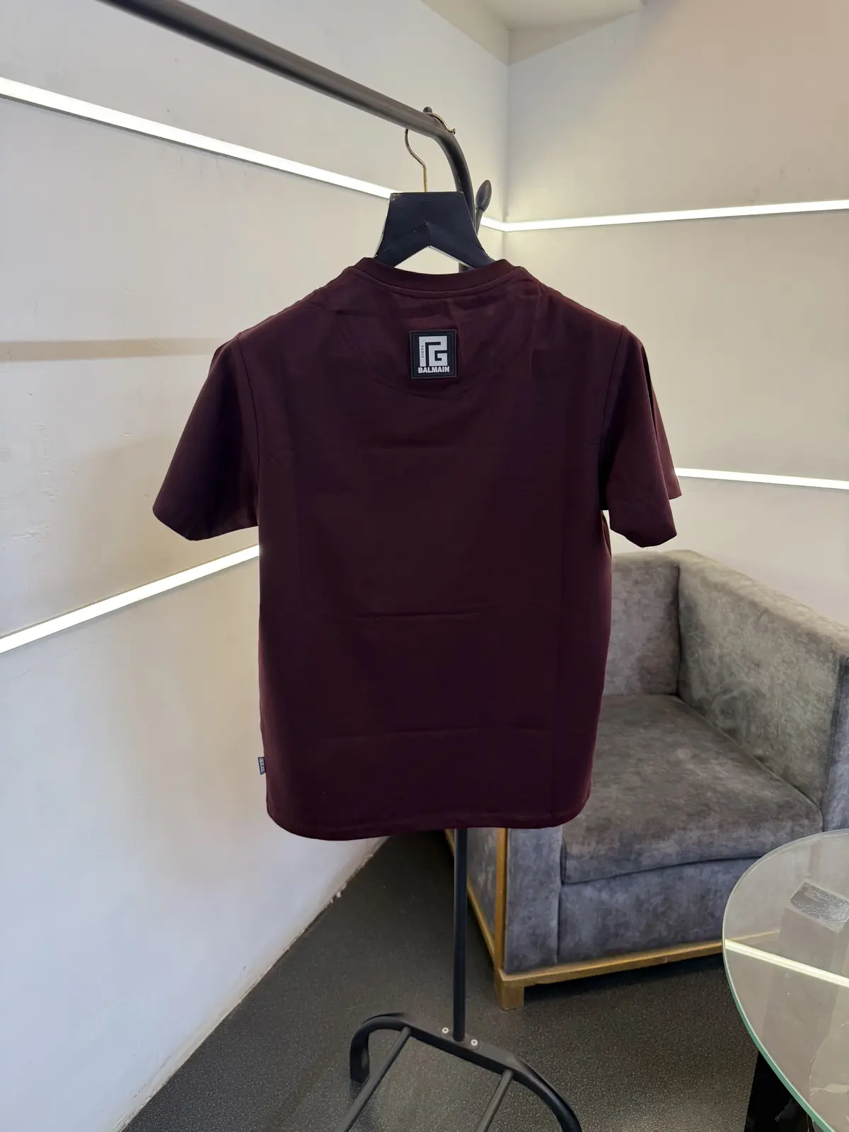 Balmain Turkey imported round neck 3d print patch tshirt wine sale - Image 3