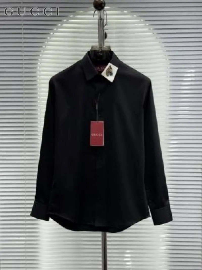 No Return Guchi Collar Tiger Diamond Box Pack Full Sleeves Shirt Black - Image 4