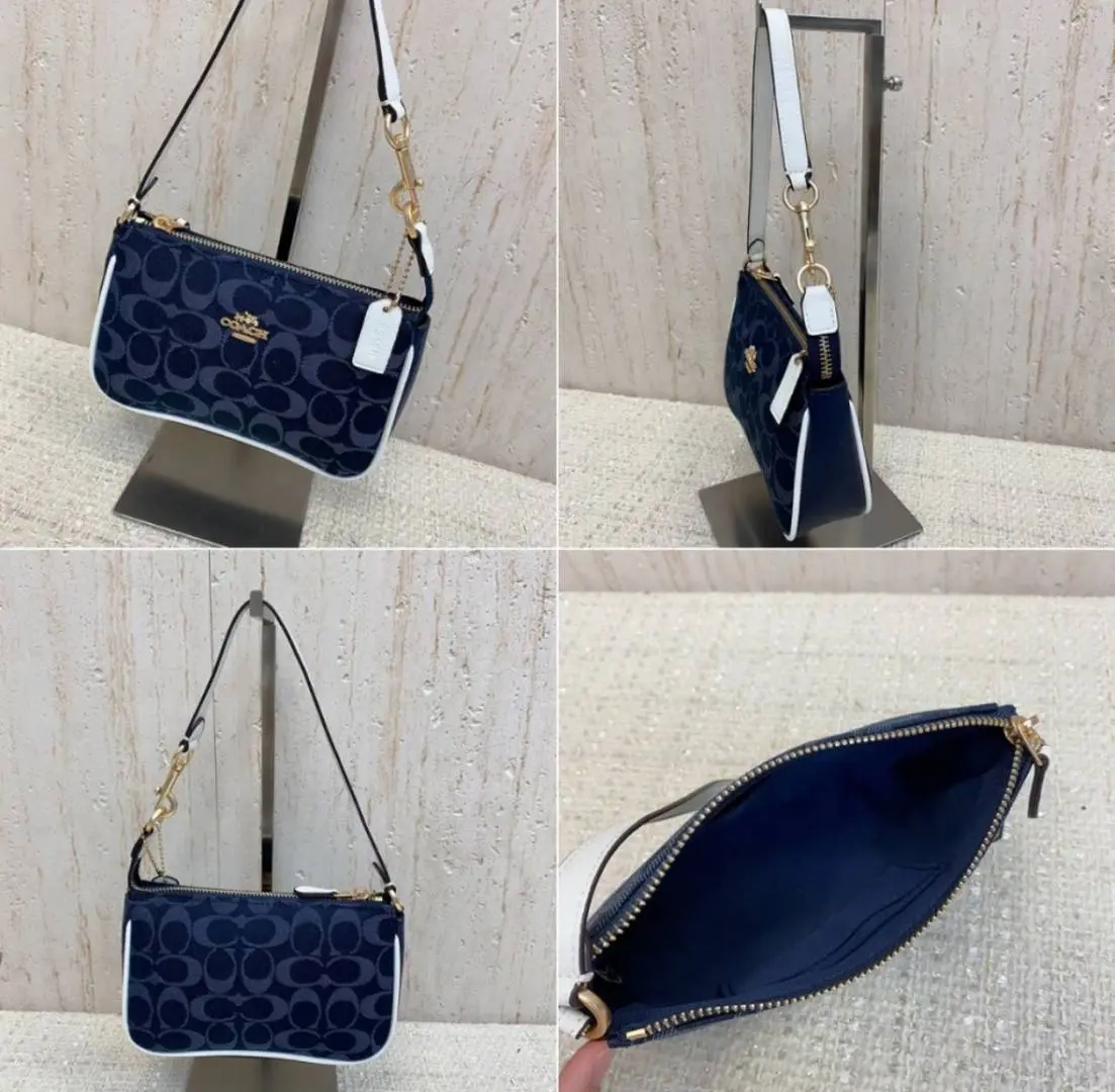 Coach Nolita 19 Denim-Wht With OriginalBox DustCover ChainBelt PearlCharm - Image 4