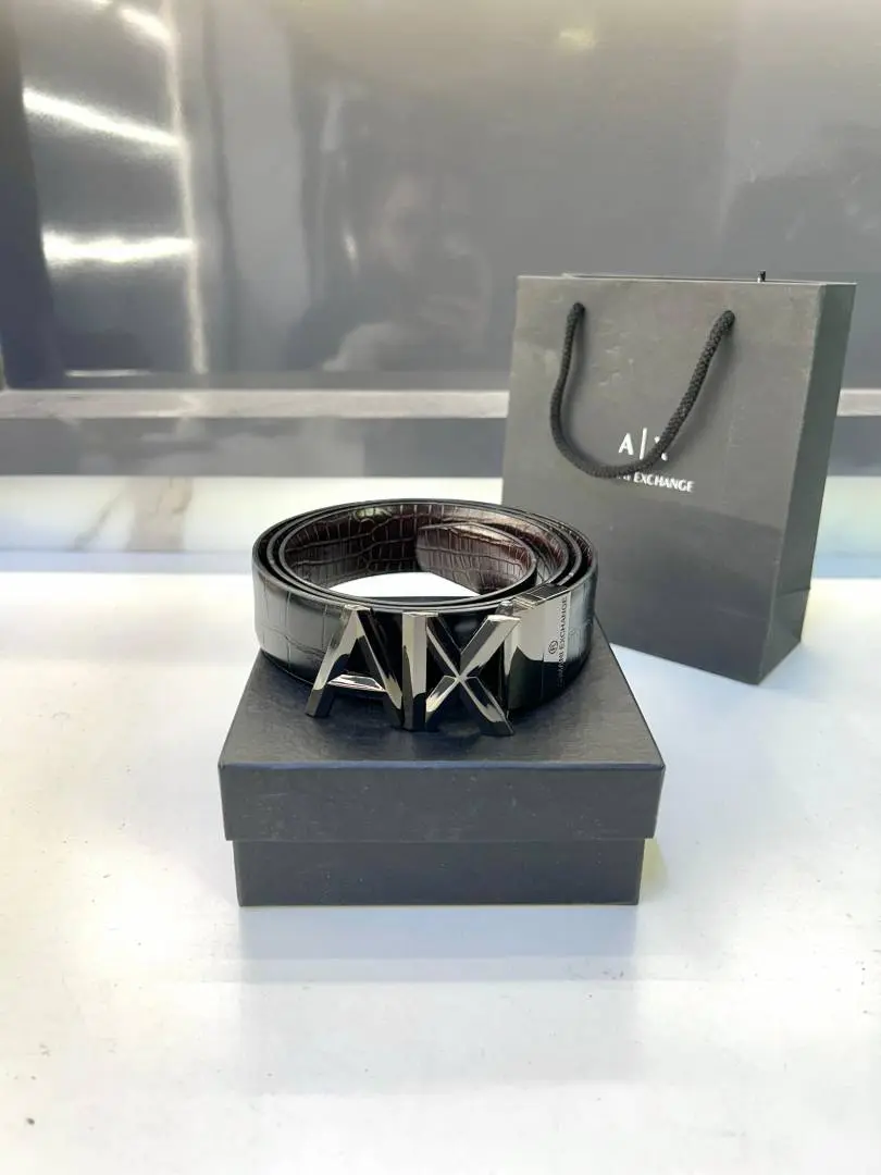 Armani Exchange Reversible Glossy Black Belt Fa 288 - Image 2