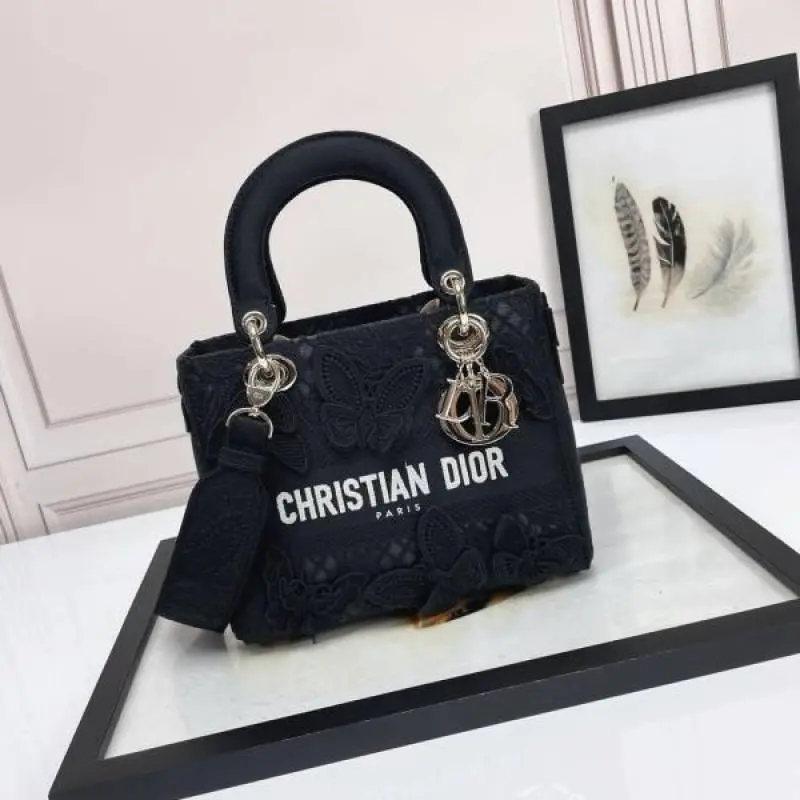 Diyor875 Lady My ABC D-Lite Embroidery Luxurious Quality With OG Magnetic Gift Box & Dust Bag & Scarf (Black - 875)