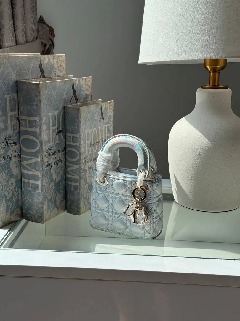 Dior CB Lady Nano Silver Leather With Original Box DustCover CarryBag & Ribbon - Image 2