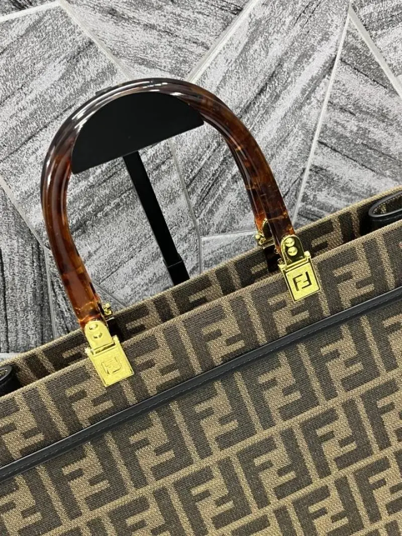Fendi Monogram Jacquard Large Sunshine Shopper With Long Belt - Image 3