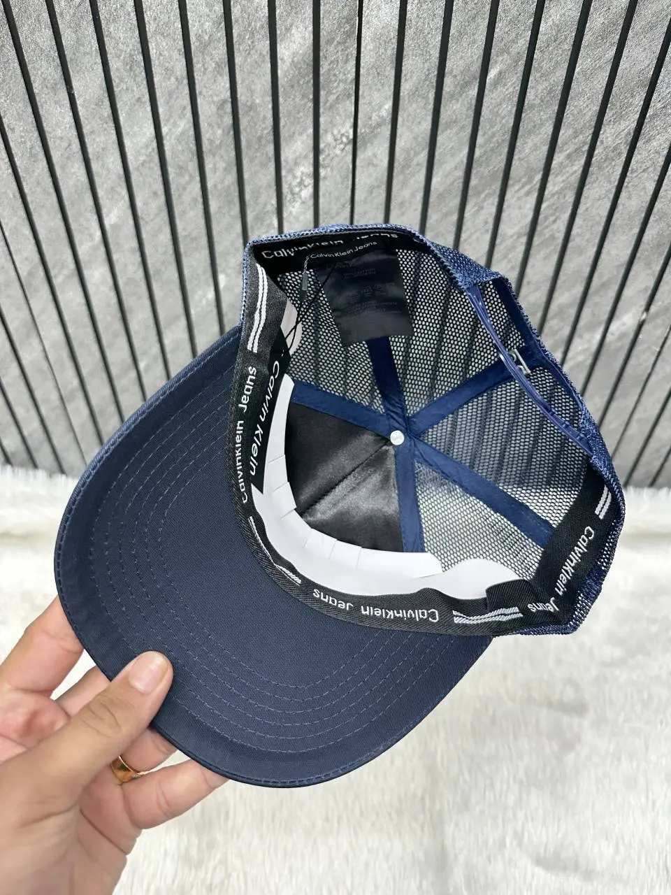 Calvin Kline Royal Blue Premium Large Front Logo Trucker Hat - Image 2