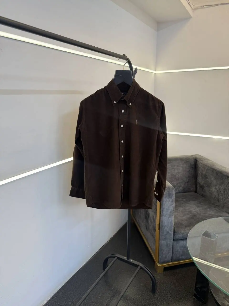 Ralph lauren brown courduroy fabric imported shirt