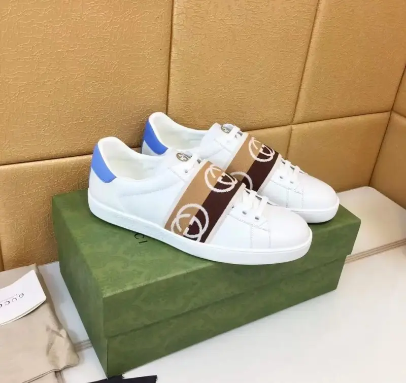 Gucci ace premium sneakers white brown--SALE