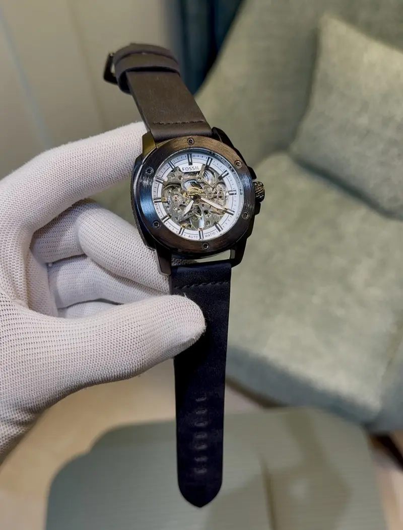 Fossil Leather Automatic BlackWhite