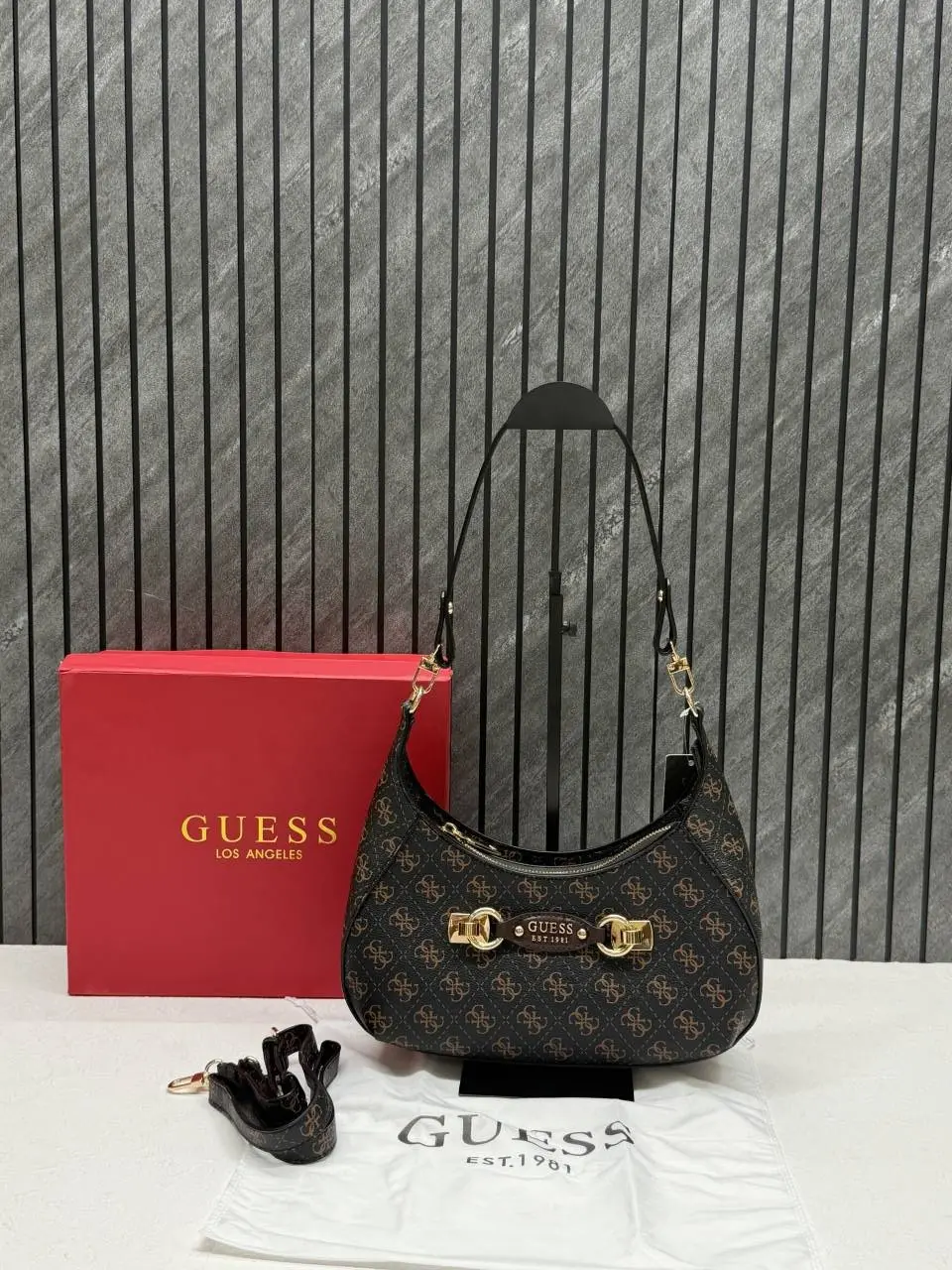 Guess Hobo Shoulder Bag With Original Box & DustCover - Image 3