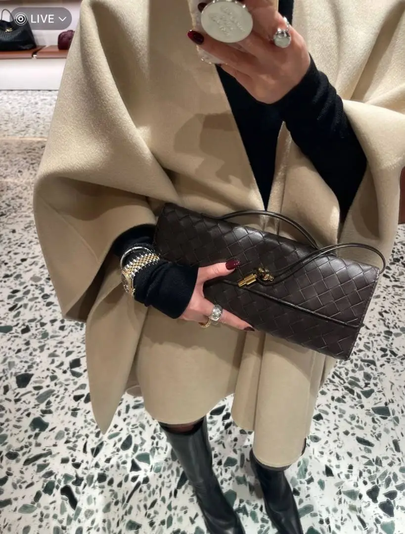 Bottega Veneta Coffee Andiamo Long Clutch Bag With Original Box Dust Cover & LongSlingBelt - Image 7