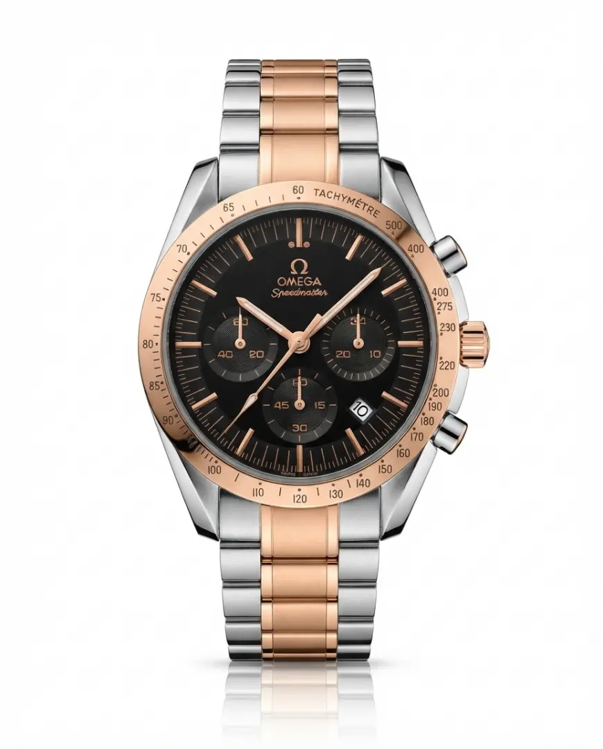 Omega Speed Master Chronograph Two Tone Copper Black Dial