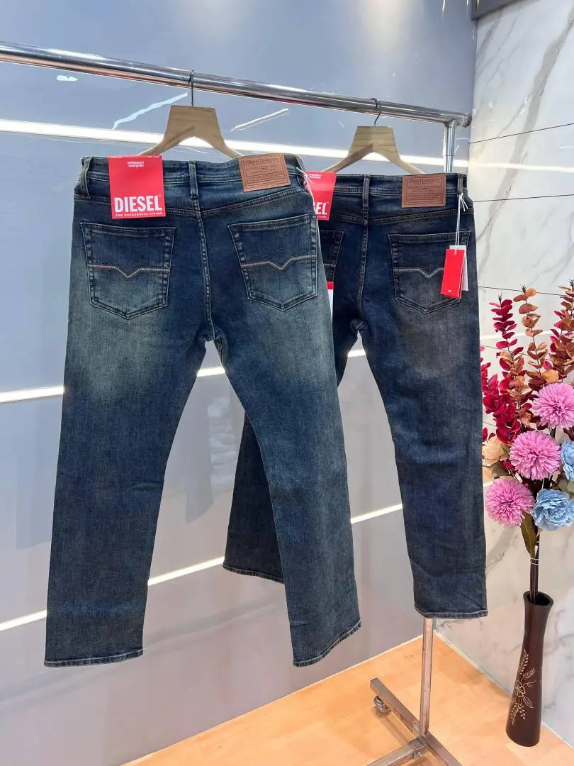 Diesel Green Shade Premium Imported Stretchable Lycra Fabric Straight Fit Denim with Embroidered Logo 3016 - Image 4