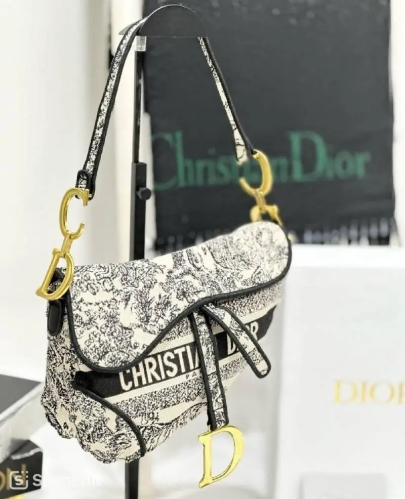 Dior Saddle Black Toile de Jouy Embroidery With OG Box & Dust Bag (Black Tiger-129) - Image 3