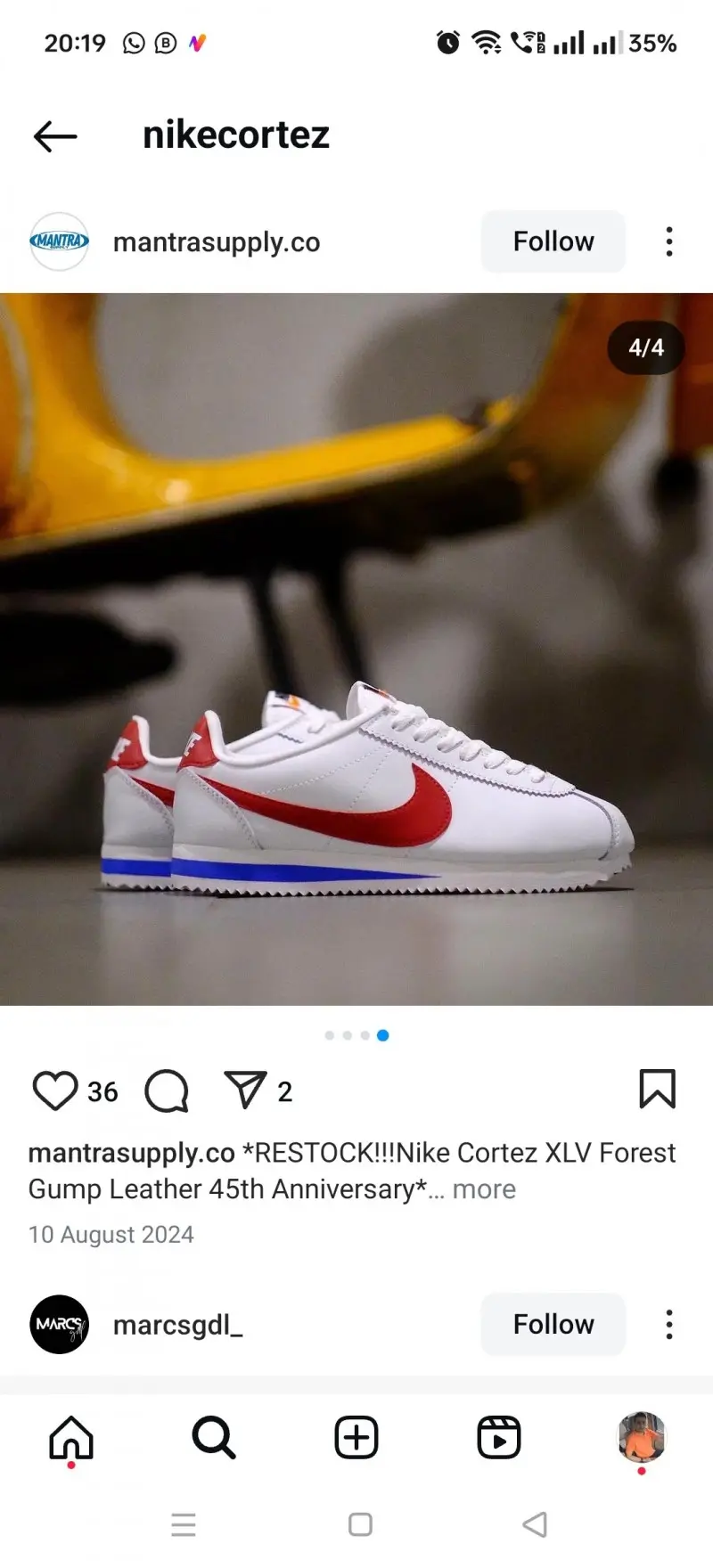 Nike CORTEZ CLASSIC WHITE RED BLUE - Image 4